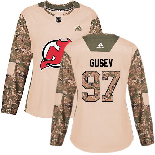 Adidas Devils #97 Nikita Gusev Camo Authentic 2017 Veterans Day Women's Stitched NHL Jersey
